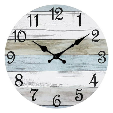 10 Inch Rustic Wooden Wall Clock Easy Installation Battery Operated Round Easy to Read Silent No Ticking Clock Kitchen Living Room Bathroom Farmhouse Decor