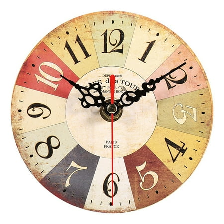 1Pc Artistic Creative European Style Round Antique MDF Home Office Wall Clock Decoration #2 JIXINGYUAN