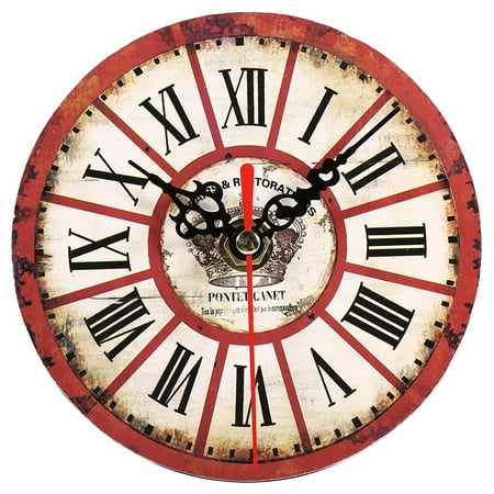 1Pc Artistic Creative European Style Round Antique MDF Home Office Wall Clock Decoration #7 JIXINGYUAN