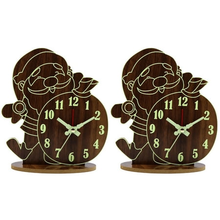 2 Count Santa Alarm Clock Digital Wall Clock Christmas Clocks Dining Table Decor Mute Wall Clock Child Student