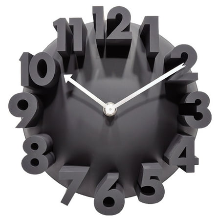 3D Big Digital Modern Contemporary Home Office Decor Round Quartz Wall Clock Orange - black