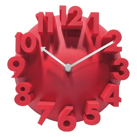 3D Big Digit Modern Contemporary Home Decor Round Wall Clock Orange (Orange , 1) - red