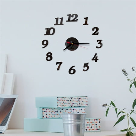 3D DIY Roman Numbers Acrylic Mirror Wall Sticker Clock Home Decor Mural Decals