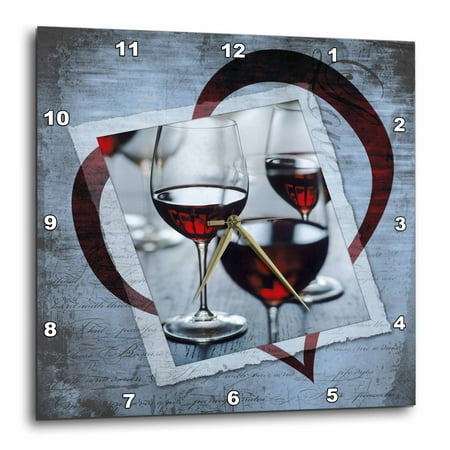 3dRose Wine Heart - Wall Clock, 10 by 10-inch