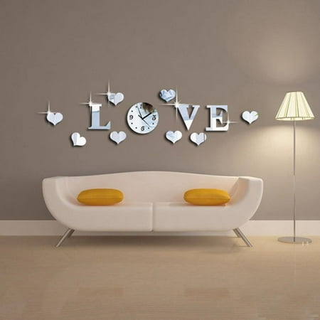 3D Wall Clock Modern DIY Home Decor Large Mirror Acrylic Watch Sticker Wedding Decor