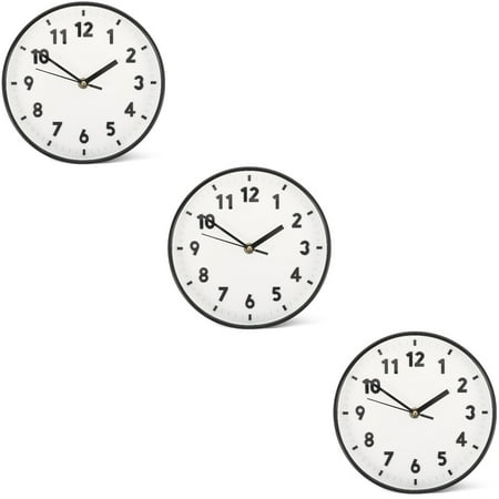 3 Pieces Wall Clock Clocks Decor Silent 3d Decorate Cutainsforbedroom White Plastic