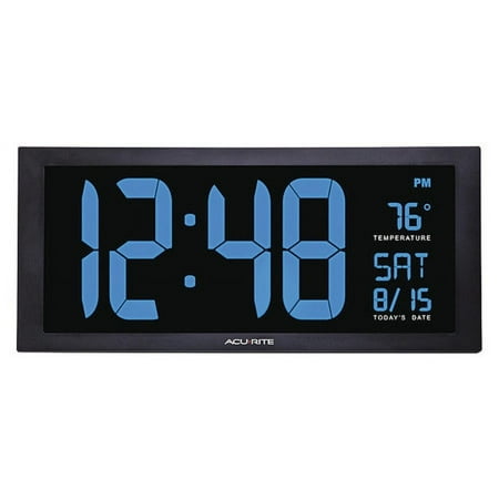 ACURITE 76100M Jumbo Digit Calendar Clock W/ Indoor Temperature, 18, Blue