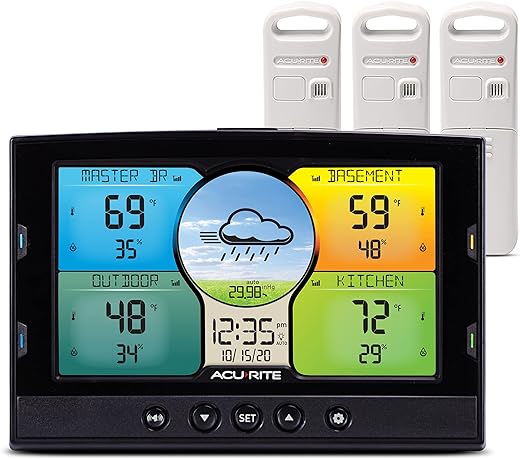 AcuRite Multi-Room Weather Station with Wireless Indoor/Outdoor Thermometer and Digital Color Display with Weather Forecaster (02082M), Full Color