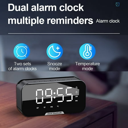 AURIGATE Digital Alarm Clock, Battery Powered LED Clock with USB Charging Port, Dual Alarm, Sound-Activated, Snooze, Date and Temperature Display Digital Wall Clock for Bedroom Living Room Office