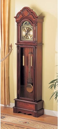 Benzara BM159267 Old-Style Wooden Grandfather Clock with Chime, Brown