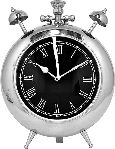 Benzara HRT-75990 Remarkable Table Clock, Silver