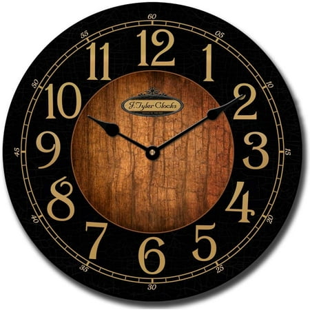 Black & Wood, Large Wall Clock | Ultra Quiet Quartz Mechanism | Hand Made In Beautiful Crisp Lasting Color | Comes In 8 Sizes | 48-Inch