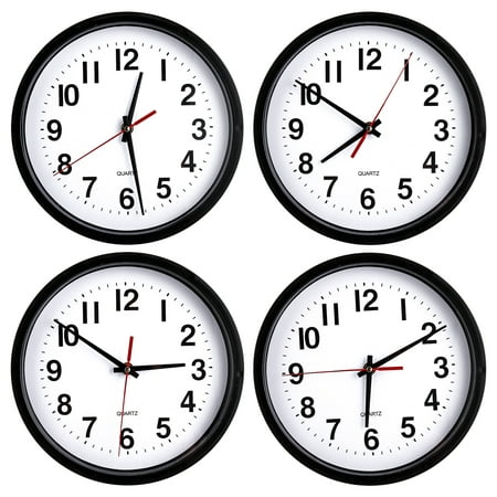 Bocaoying 4 Pack 10 Silent Digital Wall Clocks, Silent Non-Ticking Quartz analog Wall Clock, Battery Operated Large Decorative Wall Clock Easy to Read for Classroom, Office, Home