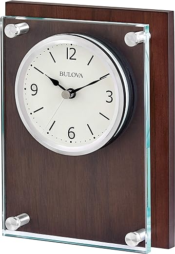 Bulova Award Versatile Tabletop Clock, Brown Cherry