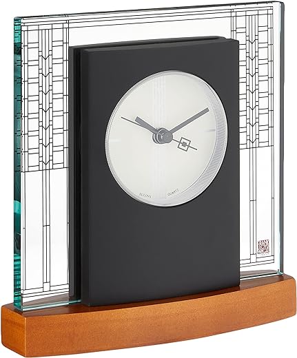 Bulova B7750 Glasner House Frankl Lloyd Wright Clock, Light Cherry Stain