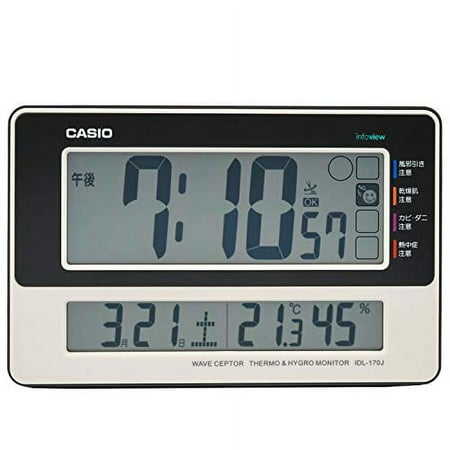 CASIO Table clock Radio wave White Digital Living environment Temperature Humidity Calendar display IDL-170J-7JF