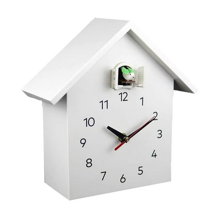 Cuckoo Clock White for Wall with 12 Natural Bird Voices Minimalist Modern Design