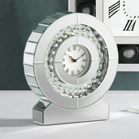 Dahlia Studios Claudyn 12 High Mirrored and Crystal Table Clock