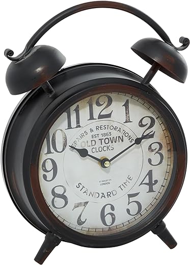 Deco 79 Metal Clock with Bell Style Top, 10 x 4 x 13, Black