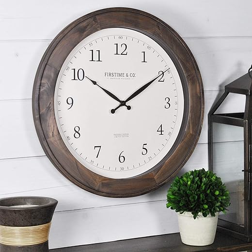 FirsTime & Co. Barnes Wall Clock, American Crafted, Rustic Brown , 16 inches