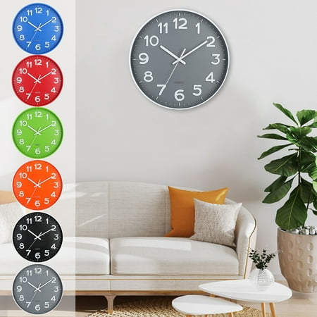 Hariumiu Modern Wall Clock Modern 12-inch Wall Clock Battery Operated Easy-to-read Silent Non-ticking Quartz Clock for Bedroom Bathroom Kitchen Office Wall Art