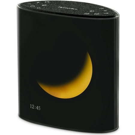 Homedics Sound Sleep Moon Dream Sound Machine & Clock, Moon display mirrors lunar cycles to enhance sleep, 18 Sounds