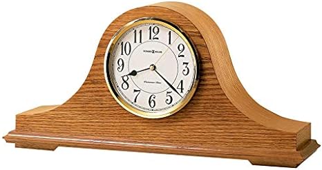 Howard Miller Echo Mantel Clock II 549-617 – Golden Oak Finish, Polished Brass-Finish Bezel, Black Numerals, Brass Second Hand, Quartz Movement, Westminster Chime