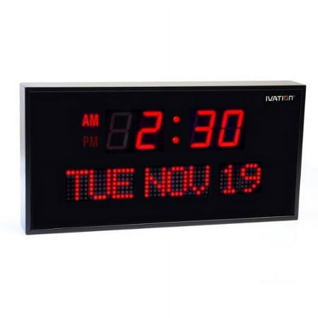 Ivation 22 in. Large Digital Wall Clock, LED Digital Clock with Calendar