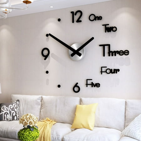 Jetcloudlive Large Wall Clock Modern Design 3D Wall Sticker Clock Silent Home Decor Living Room Quartz Horloge