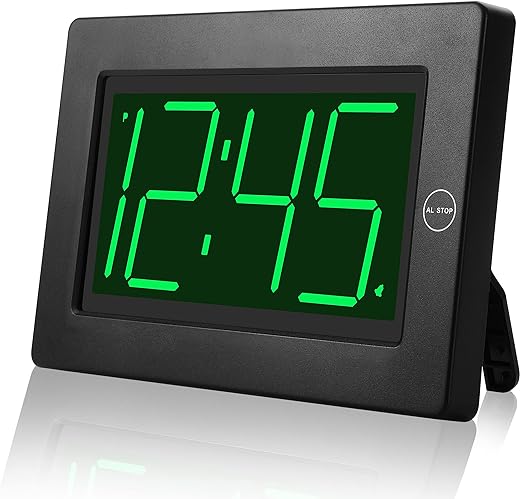 KWANWA Alarm Clock, Wall Clock, Digital Clock, 3" LED Digit Display, Battery Operated, Adjustable Brightness, Auto Night Mode, Auto Alarm Volume Increasing, Wall-Mount & Table-top