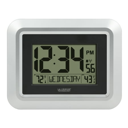 La Crosse Technology Digital Atomic Wall/Table Clock with Temperature, 513-1918S-INT