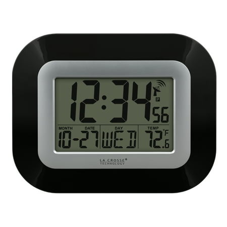 La Crosse Technology WT-8005U-B-INT Black Digital Atomic Wall Clock