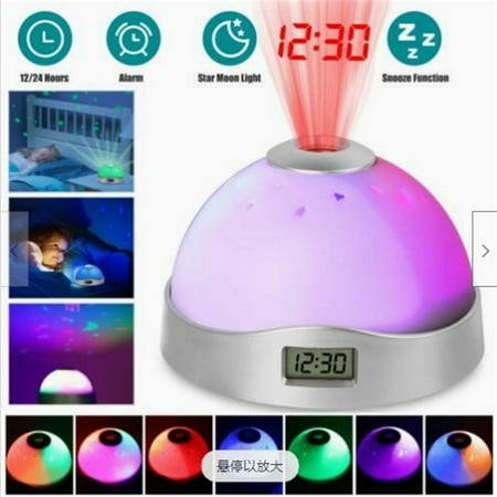 Led Digital Projector Alarm Clock 7 Color Changes Time Display Easy To Set Multi-color Night Light Clock