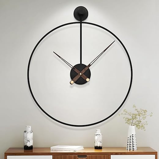 LEIKE Large Wall Clocks for Living Room, Modern Decorative Rustic Black Metal 20 inch Silent Non Ticking Battery Operated Clock for Fireplace,Bedroom,Office,Kitchen,Farmhouse,Home Wall Decor