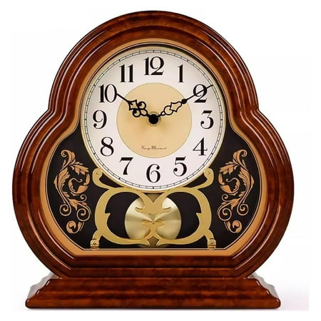 Mantel Clock Battery Operated, Wooden Mantle Clocks with Silent Movement, Vintage Table Clock Above Fireplace Mantel for Living Room Office Desk Shelf & Home Décor