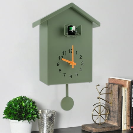 Pluokvzr Cuckoo Wall Clock Cuckoo Sound Clock with Pendulum Delicate Cuckoo Clock for Home,Green