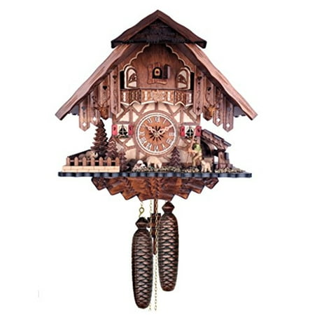 River City Clocks Eight Day Cuckoo Clock Chalet Volksmarcher raises staff