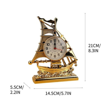 Sailboat Collection Clock Table Clock Retro Vintage Desk Alarm Clock Vintage Sailboat Model Tabel Ornament Shelf Decorative Clock without Battery Office Desktop Ornament Alarm Clock Household