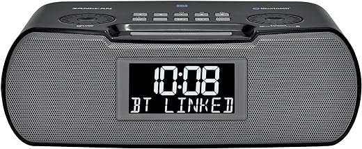 Sangean RCR-20 FM-RDS (RBDS) AM / Bluetooth / Aux-in / USB Phone Charging Digital Tuning Clock Radio with Battery Backup, Black