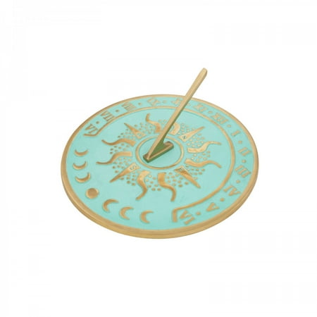 Solstice Garden Sundial Clock Solid Brass Verdigris Blue NESW Summer Vibes Curb Appeal 10 inch Diameter Renovators Supply