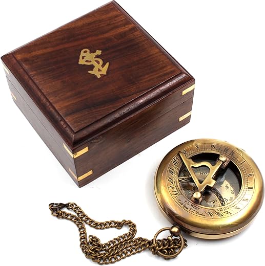 Sundial Compass Steampunk Accessory - Antiquated Finish - Beautiful Handmade Gift -Sundial Clock.