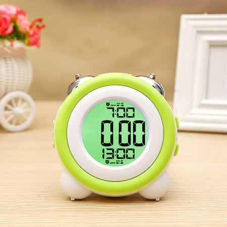 UAEBM LCD Display Electronic Clock, Bedroom, Living Room, Digital Clock, Large Bell, Alarm Clock, Student Clockys Green