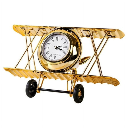 Vintage Clock Retro Alarm Clock Metal Models Vintage Plane Clock Decorative Table Clock Classical Desk Clock Chic Tabletop Clock Dorm Table Clock European-style Decorations Metal Crafts