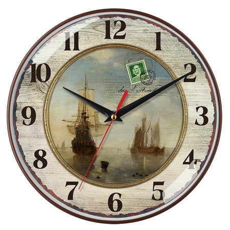 Wall Clocks Mediterranean Retro American Large Living Room European Pastoral Simple Ornamental Creative Household Wall Hanging Clocks - 12 inches