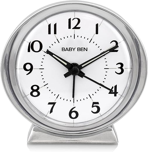 Westclox Traditional 1964 Baby Ben Classic Quartz Accuracy Battery Operated Alarm Clock (Small, White)