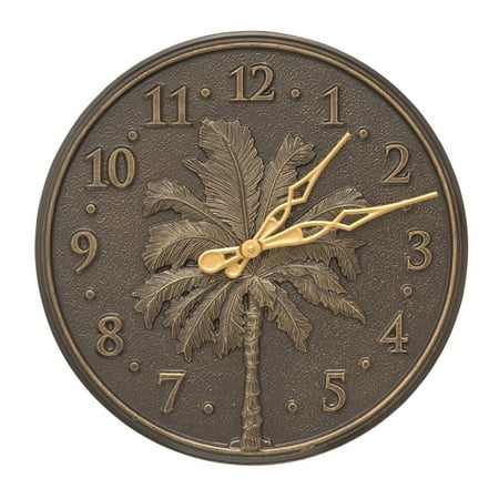 Whitehall Single Palm 16-inch Indoor/Outdoor Wall Clock (French Bronze)