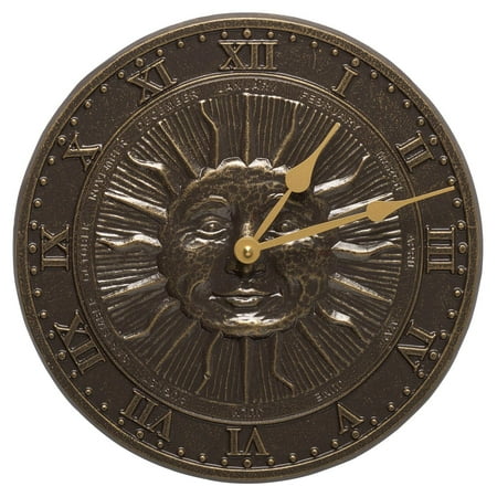 Whitehall Sunface Clock, French Bronze, 12 dia.