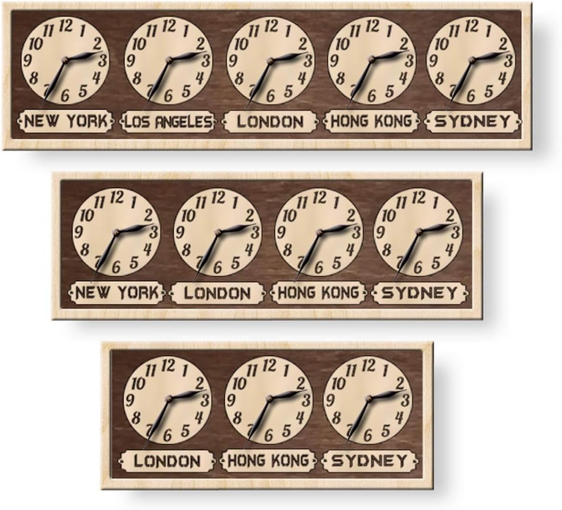 Worldtime Wall Clock with City, State, Country or Time Zone Name, Family Multitime Timezone World Time Clock, Office Clock