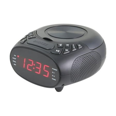 0.9 in. AM & FM Clock Radio with CD Player Digital Plug-In, Black