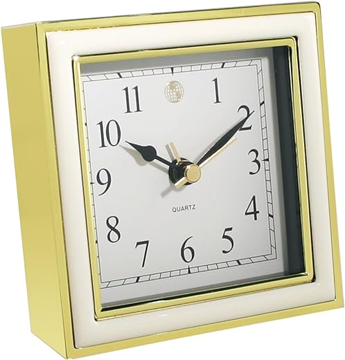 10-45888W Alarm Clock, White Enamel and Gold